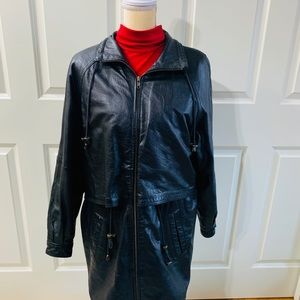Jacqueline Ferrar Womens Small Black Leather Coat